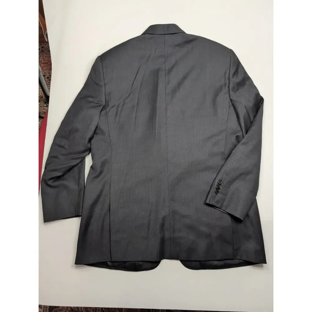 Carlo Palazzi 2 Pc. Suit Men's 46L Navy Pinstripe 2 Button Super 100s Wool Italy